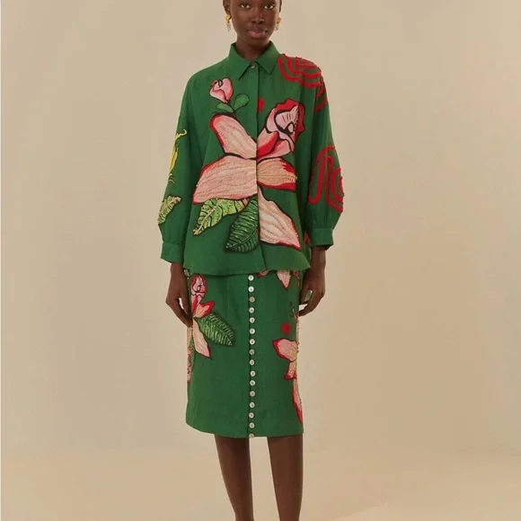 FARM Rio Green Floral Blouse - Picture 2 of 13